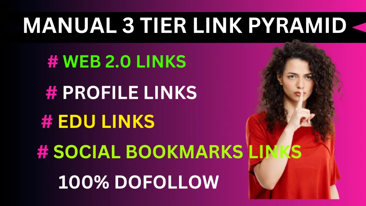 Backlinks SEO pyramid for your website, Tier 1 + Tier 2 + Tier 3